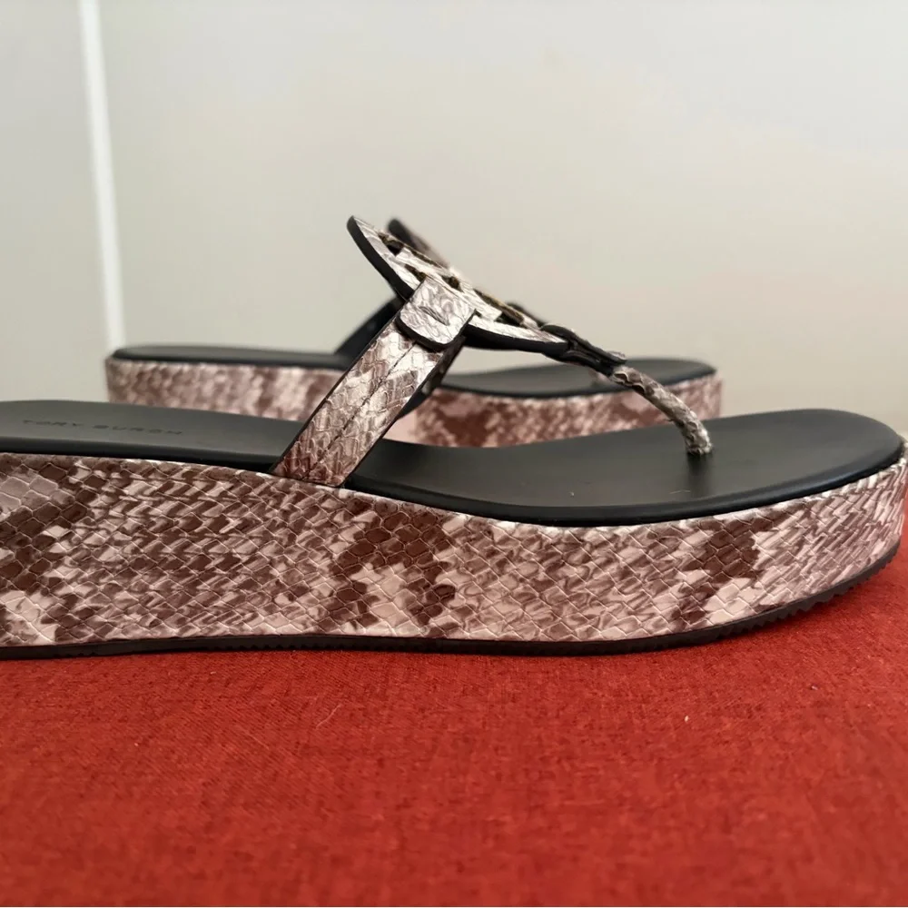 Tory Burch Snake Printed Miller Platform Thong Sandals